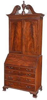 Fine American Chippendale Carved Desk and Bookcase