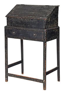 Early New England Black Painted Standing Desk