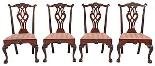 Rare Set Four Philadelphia Chippendale Side Chairs