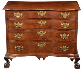 American Chippendale Mahogany Serpentine Chest