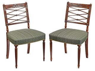 Very Fine Pair Federal Mahogany Side Chairs