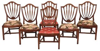Six Hepplewhite Shield Back Dining Chairs