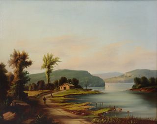 Unsigned 18 / 19 Century Oil On Canvas Landscape .