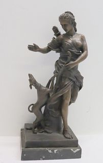 Unsigned Bronze Sculpture Of Diana The Huntress