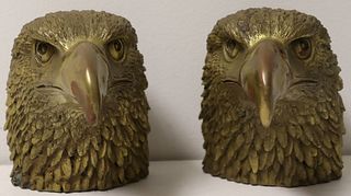 A Pair Of Finely Executed Brass Eagle Heads.