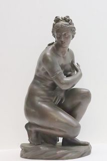 Unsigned Bronze Sculpture Of Diana The Huntress