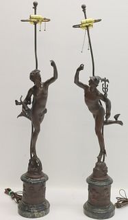 Pair Of Patinated Bronze Figures After