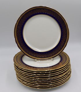 12 Aynsley Gilt And Cobalt Decorated Porcelain