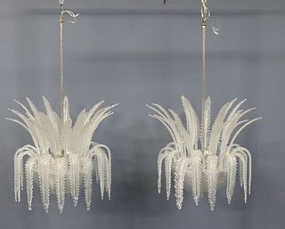 Impressive Pair Of Murano Glass Chandeliers.