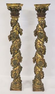 Pair Of 18th Century Italian Carved & Gilt Columns