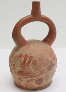 A Pre Columbian / Terracotta Stirrup Vessel.