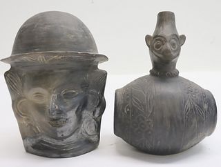 2 Blackware Figural Vessels