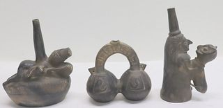 3 Blackware Pottery Whistles As/ Is