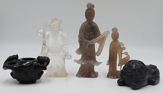 Grouping of (5) Carved Asian Figures.