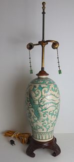 Asian Porcelain Vase Mounted as a Lamp.