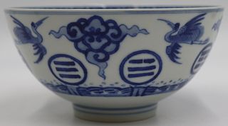 Chinese Blue and White Bowl with Herons.
