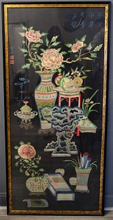 Large Chinese Embroidery with Scholar's Motif.