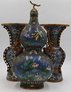 Grouping of Chinese Cloisonne Vases.