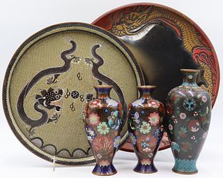 Chinese Lacquer and Cloisonne Grouping.