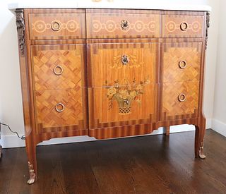Daidef Signed Louis XV Style Marquetry, Parquetry