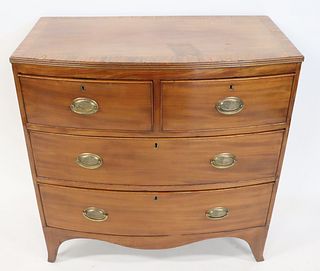 19th Century Mahogany Banded Bow Front Chest