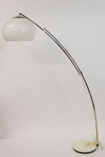 Italian Chrome & Enameled Arc Lamp With Plastic