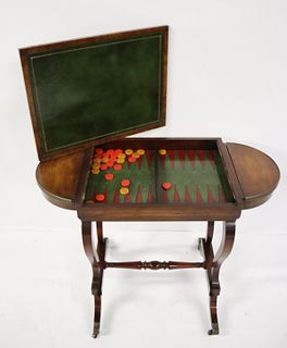 Antique Mahogany Leathertop Games Table
