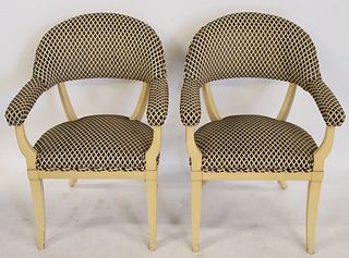 Midcentury Pair Of Upholstered & Painted