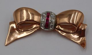JEWELRY. Vintage 14kt Rose Gold, Diamond and Ruby