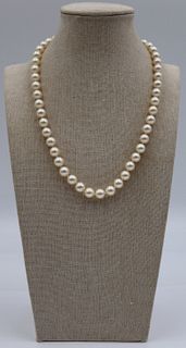 JEWELRY. Mikimoto Pearl and 14kt Gold Necklace.