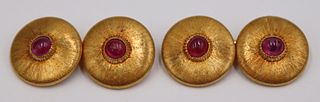 JEWELRY. Pair of M. Buccellati 18kt Gold and Ruby