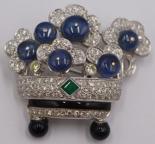 JEWELRY. Art Deco 18kt Gold, Diamond, Emerald,