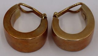 JEWELRY. Signed 14kt Gold Hoop Earrings.