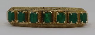 JEWELRY. 14kt Gold and Emerald Bracelet.