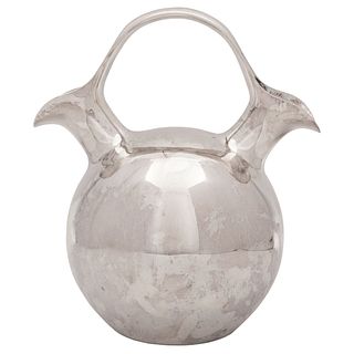 JUG WITH TWO SPOUTS, MEXICO, 20TH CENTURY, TANE Silver 0.925, 8.6 x 7.4" (22 x 19 cm), Weight: 919 g