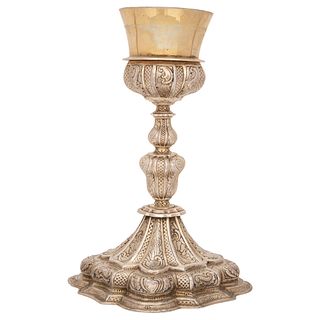 CHALICE MEXICO, 19TH CENTURY Embossed silver and gilt cup 9.4" (24 cm) tall Weight: 796 g