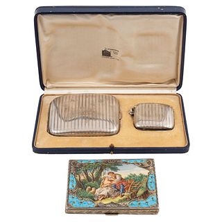 MIXED LOT FRANCE/GERMANY EARLY 20TH CENTURY Sterling Silver Consists of cigarette cases and matchbox 294 g