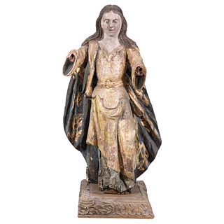 VIRGIN OF THE IMMACULATE CONCEPTION, MEXICO, 19TH CENTURY, Polychrome wood, 33" (84 cm) in height