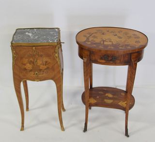 2 Fine Louis XV Style Inlaid & Bronze Mounted