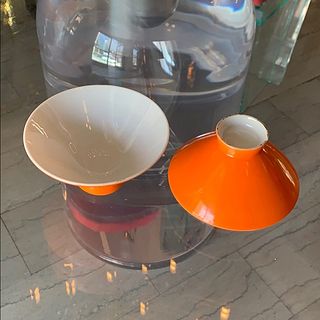 2 Vintage small bowls white & Orange Glazing