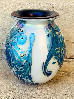 Fireworks Round  Glass Vase by Robert Eickholt