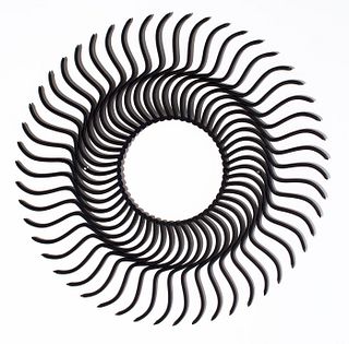 John Bisbee, Am. b. 1965, "Iris" 2015, Welded steel nails circle