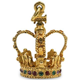Irish 18k Gold Precious Stone Crown Pendant