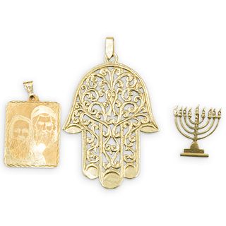 (3 Pc) Judaica 14k Gold Pendants
