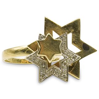 14k Gold Judaica Mechanical Ring