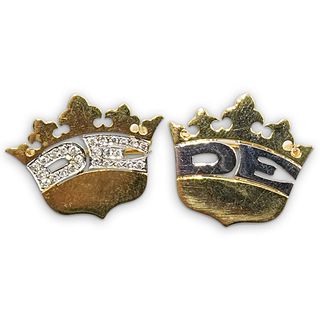 (2 Pc) "DE" 18k and Diamond Pins