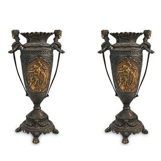 Pair Of Antique French Bronze Vases
