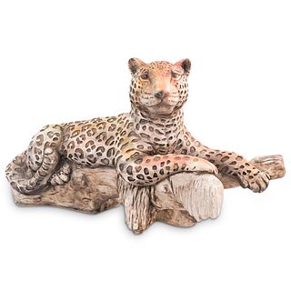 Large Vintage Leopard Plaster Sculpture