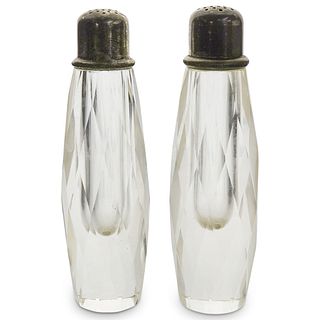 Large Crystal Glass Salt and Pepper Shakers