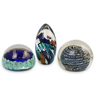 (3 Pc) Lot of Glass Paperweights
